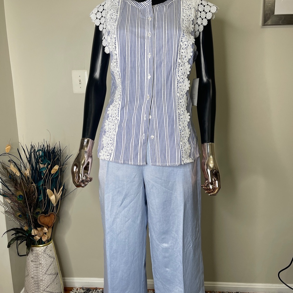 LOFT Blue Wide Leg Pants High Waisted